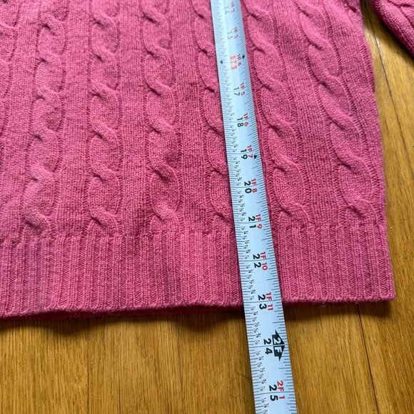 Ralph Lauren Sport Size L Pink Lambswool Cable Knit Long Sleeve Crewneck Sweater - Picture 6 of 12